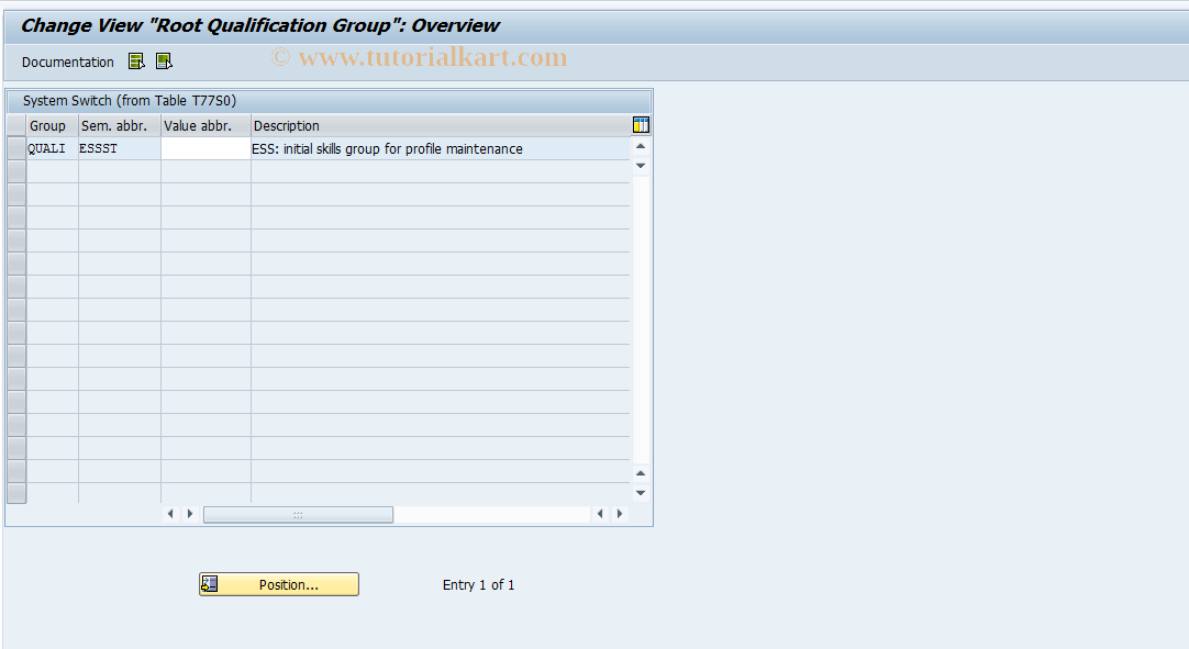 SAP TCode OOQ_SKILL_ESS - Root Qualification Group