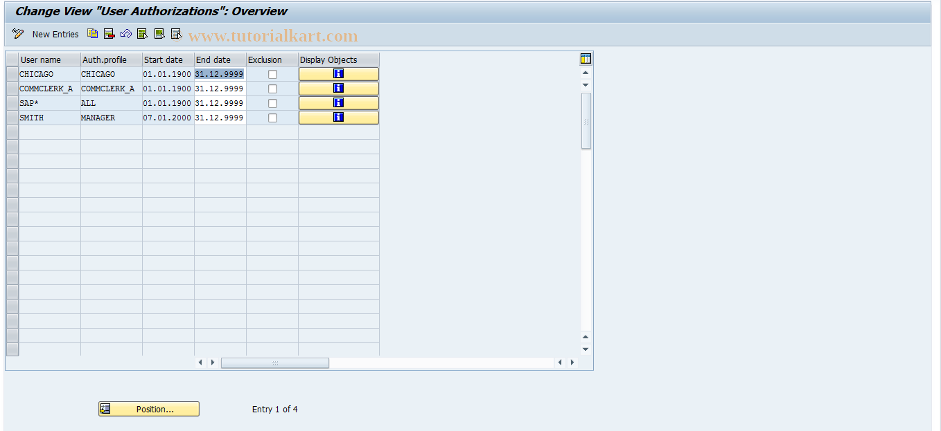 SAP TCode OOSB - User (Structural Authorization)