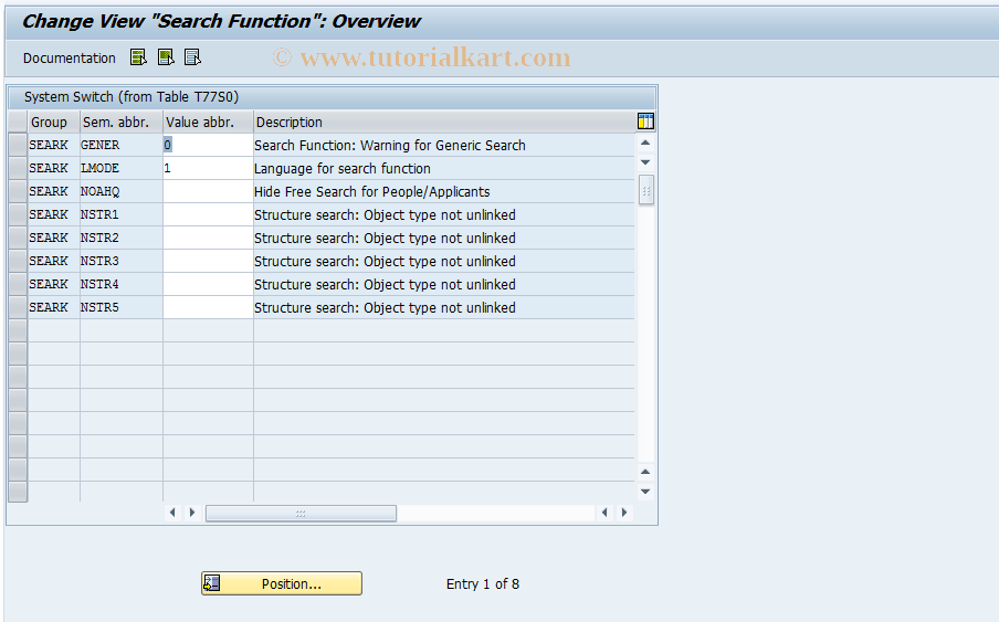SAP TCode OOSF - Search Function
