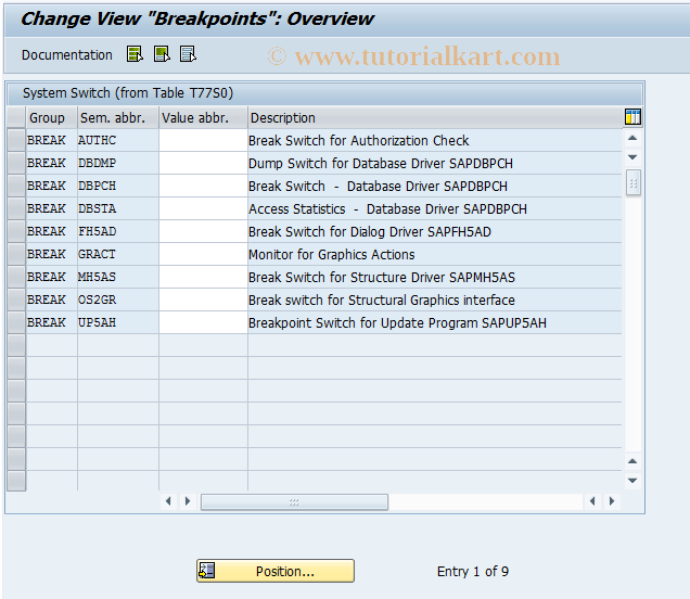 SAP TCode OOTS - Breakpoints