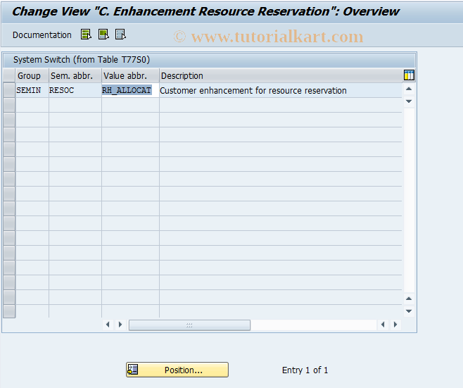 SAP TCode OOUR - C. Enhancement Resource Reservation
