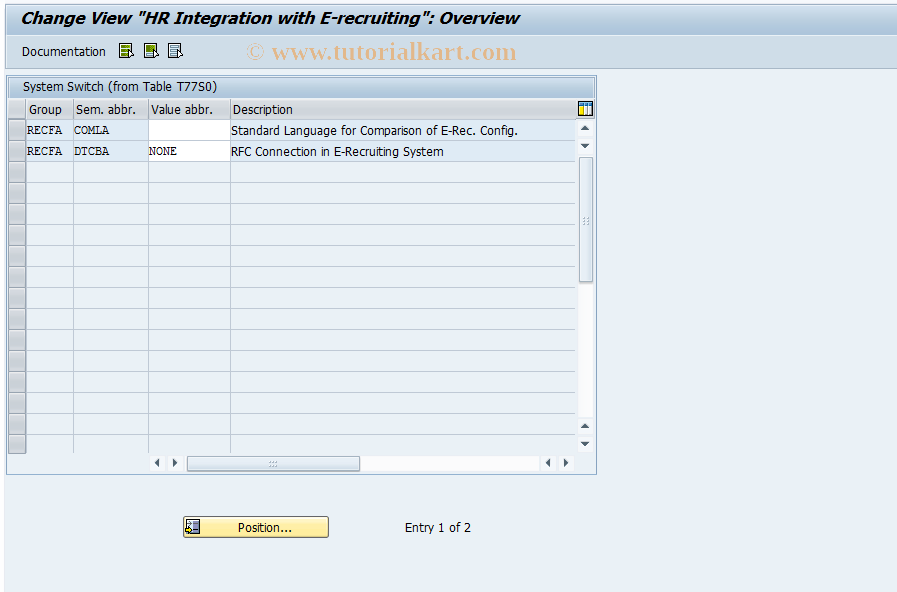 SAP TCode OO_HRINT_SYST_CUST - HR Integration with E-recruiting