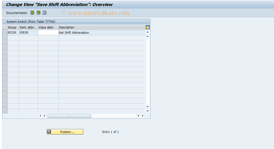 SAP TCode OO_PTSPPS_AKSP - Save Shift Abbreviation