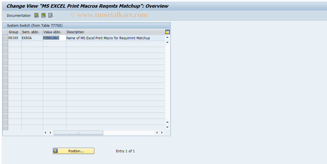 SAP TCode OO_PTSPPS_EXBDA - MS EXCEL Print Macros Reqmts Matchup