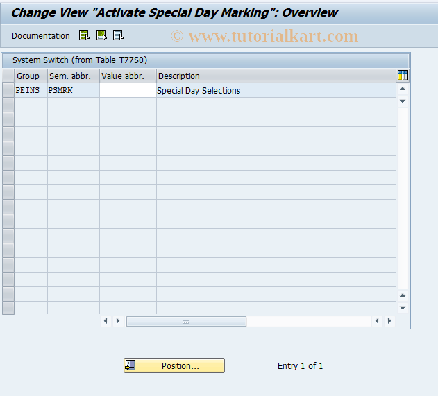 SAP TCode OO_PTSPPS_MRK - Activate Special Day Marking