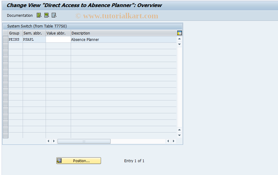 SAP TCode OO_PTSPPS_PSAPL - Direct Access to Absence Planner