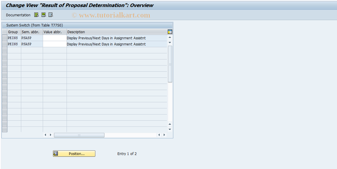 SAP TCode OO_PTSPPS_PSASP - Result of Proposal Determination