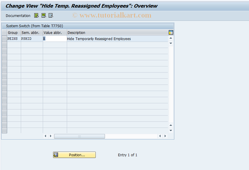 SAP TCode OO_PTSPPS_PSHID - Hide Temp. Reassigned Employees