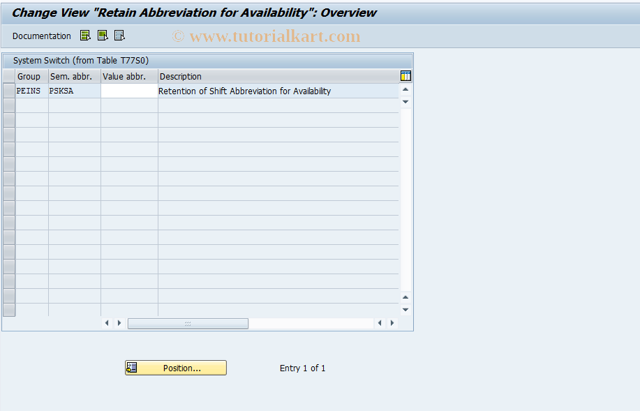 SAP TCode OO_PTSPPS_PSKSA - Retain Abbreviation for Availability
