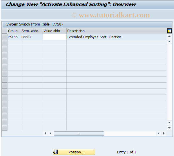 SAP TCode OO_PTSPPS_PSSRT - Activate Enhanced Sorting