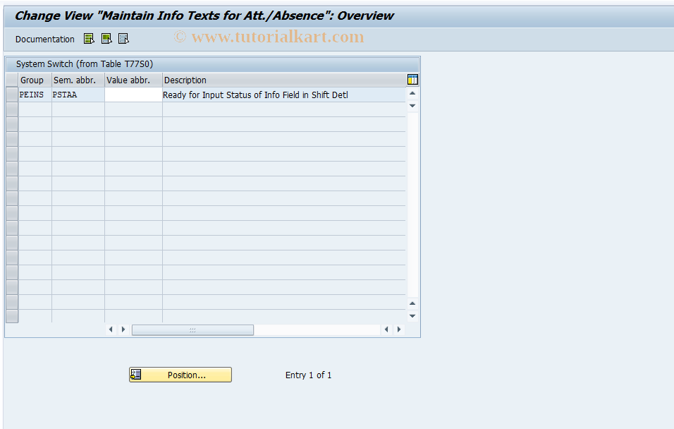 SAP TCode OO_PTSPPS_PSTAA - Maintain Info Texts for Att./Absence