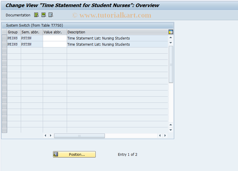 SAP TCode OO_PTSPPS_PSTSN - Time Statement for Student Nurses