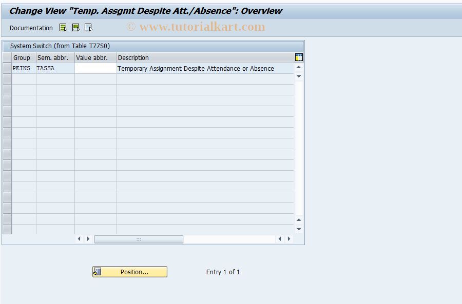 SAP TCode OO_PTSPPS_TASSA - Temp. Assgmt Despite Att./Absence