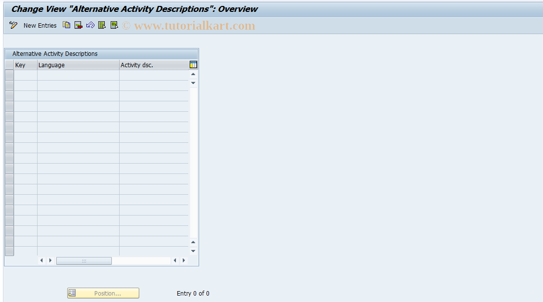 SAP TCode OP09 - Maintain Alternative Activity Desc.