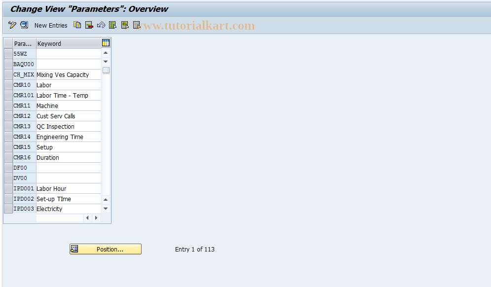 SAP TCode OP17 - Formula Parameters