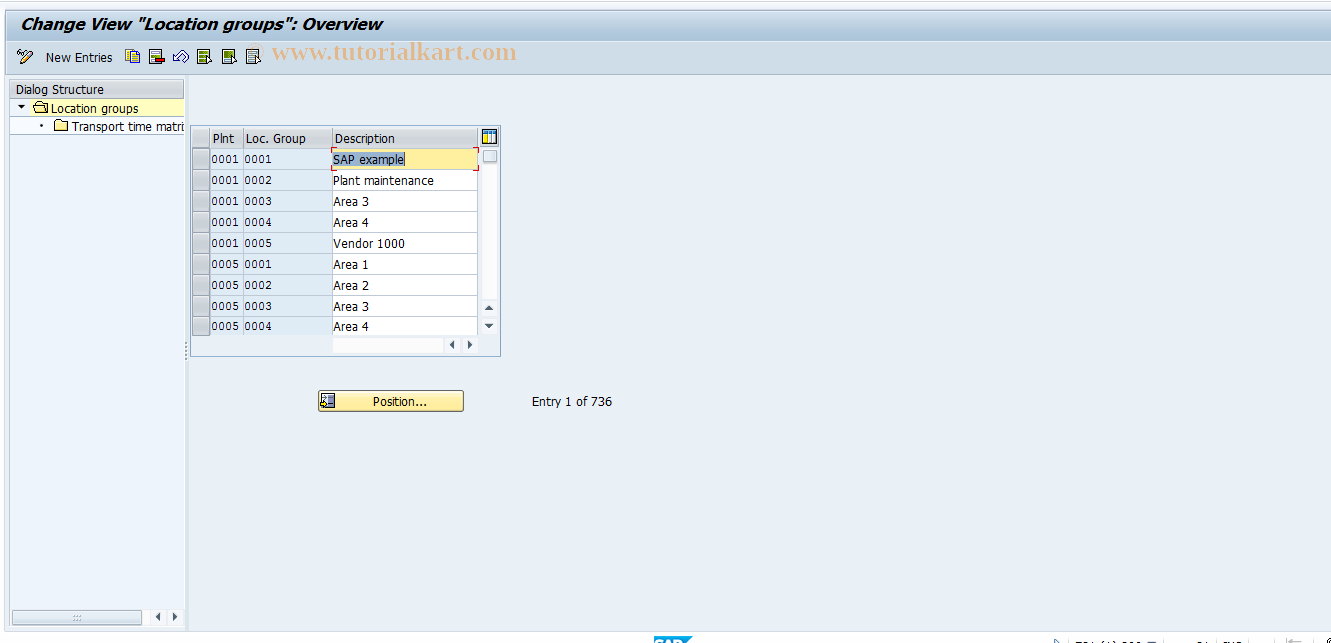 SAP TCode OP30 - Maintain Move Time Matrix