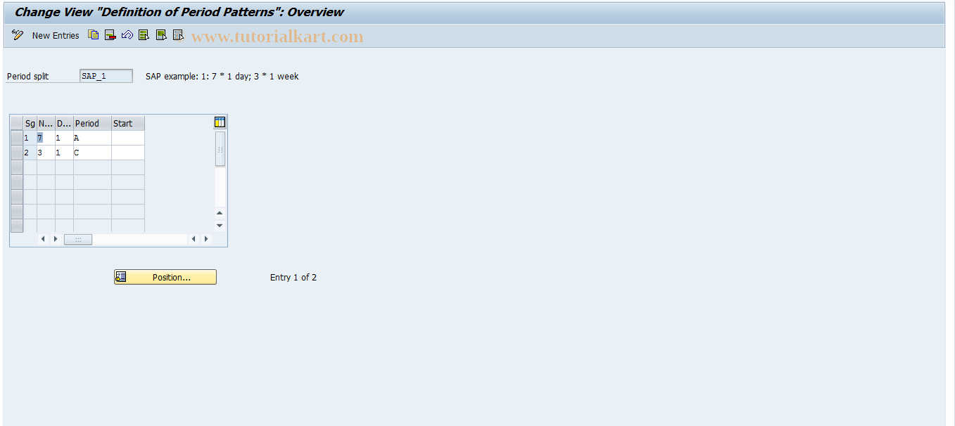 SAP TCode OP31 - Maintain Time Segment (Per. Pattern)