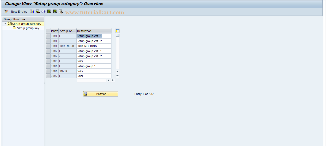 SAP TCode OP43 - Maintain Setup Group Categories