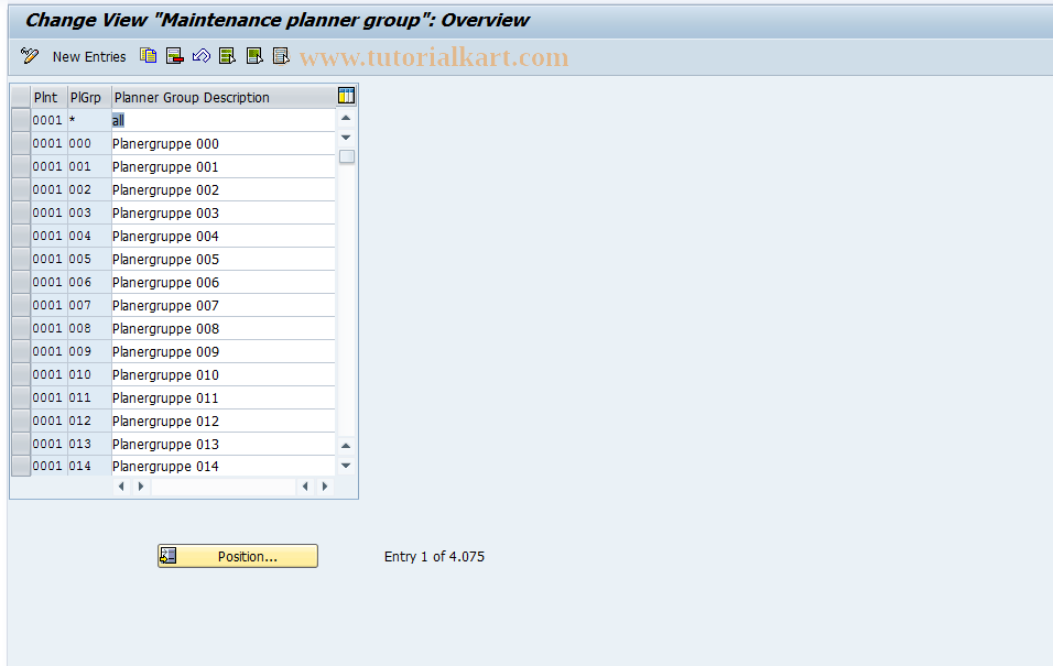 SAP TCode OP48 - Maintain Planner Group