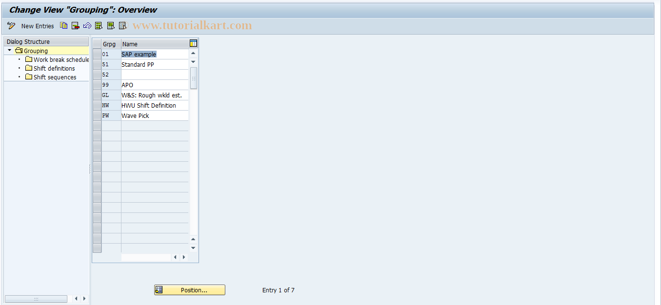 SAP TCode OP4A - Maintain Shift Sequences