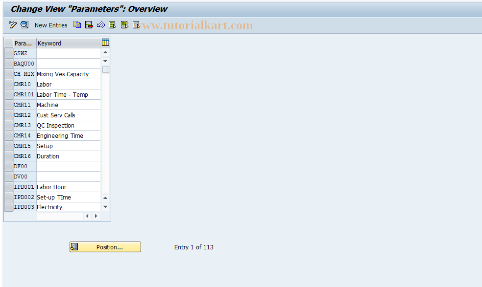 SAP TCode OP51 - Formula Parameters