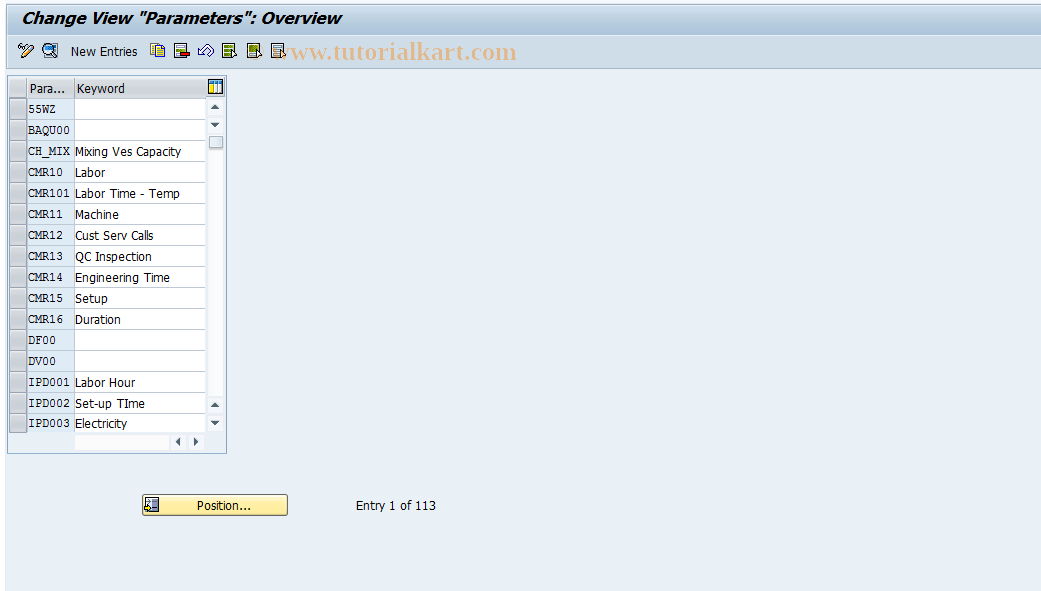 SAP TCode OP53 - Formula Parameters