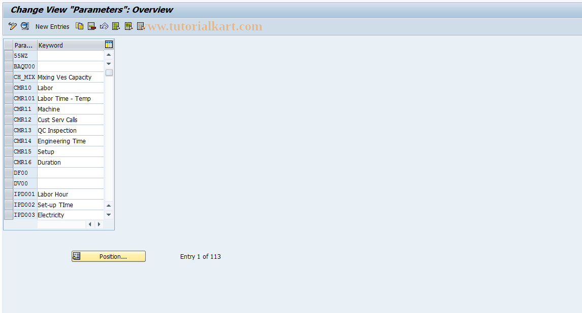 SAP TCode OP59 - Formula Parameters