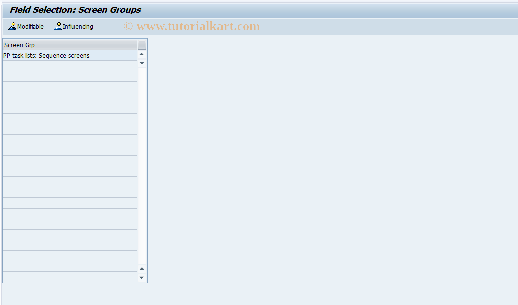 SAP TCode OP5C - Field Selection: Task List Sequence