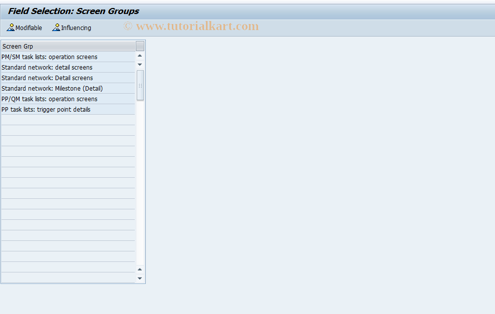 SAP TCode OP5D - Field Selection: Task List Details