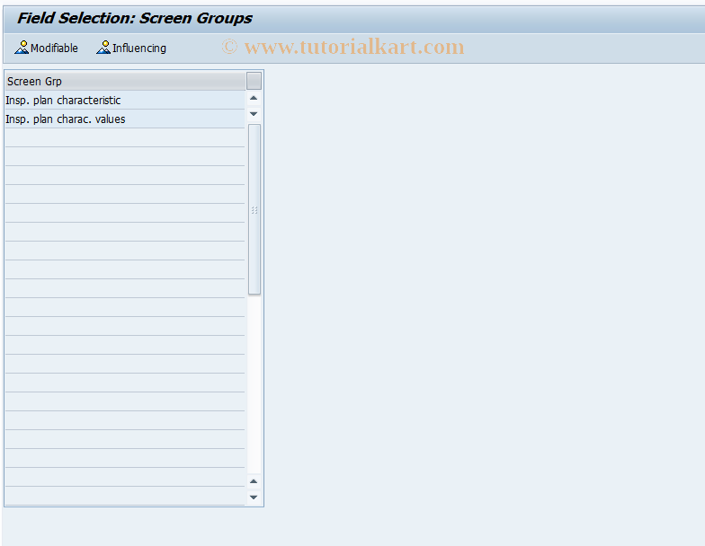 SAP TCode OP5H - Field selection inspection plan characteristics