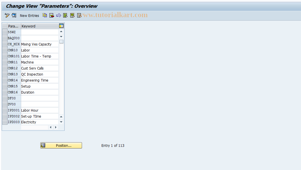 SAP TCode OP65 - Formula Parameters