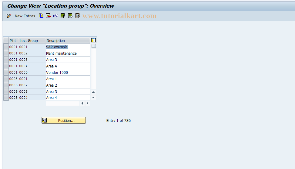 SAP TCode OP66 - Maintain Location Group