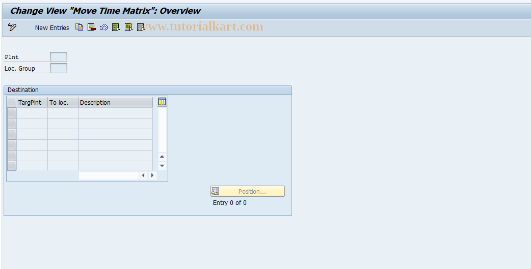 SAP TCode OP68 - Maintain Move Time Matrix