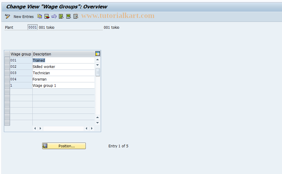 SAP TCode OP71 - Maintain Wage Group