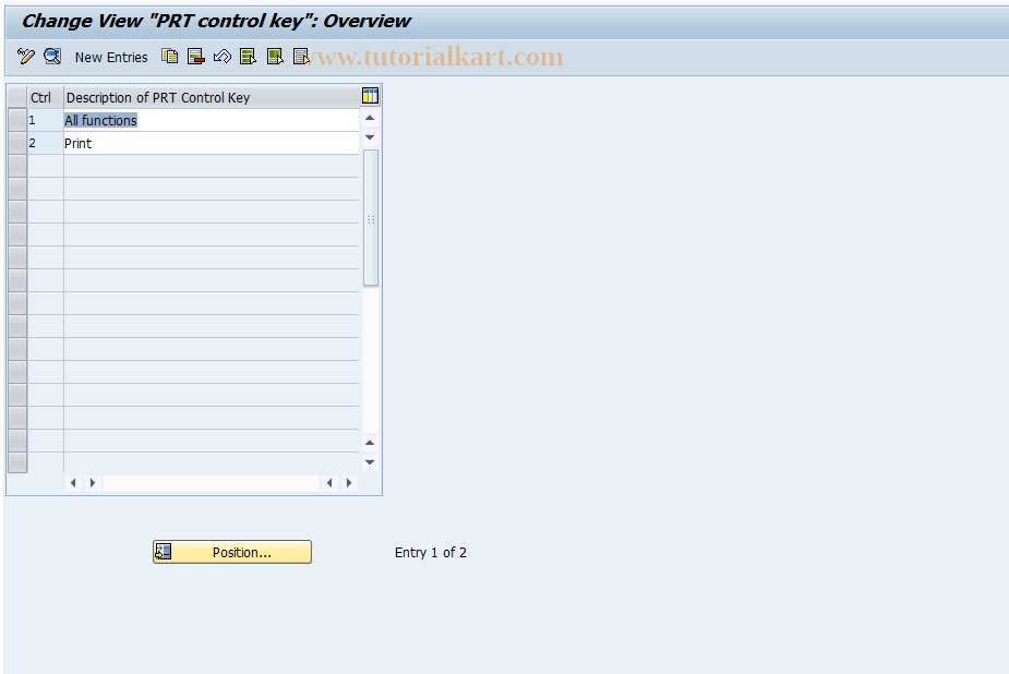 SAP TCode OP72 - PRT Control Key