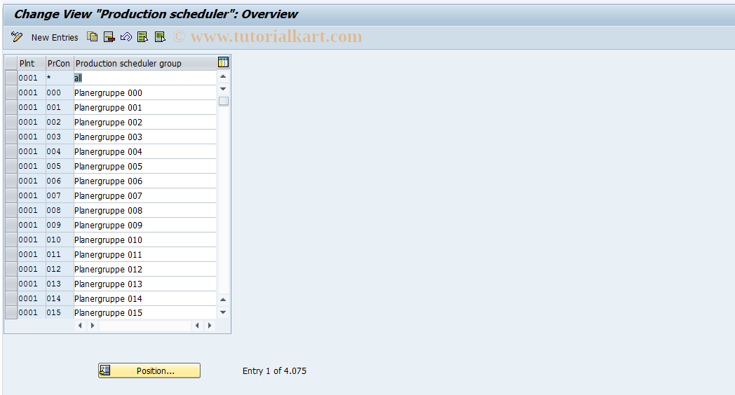SAP TCode OP8F - Maintain production scheduler