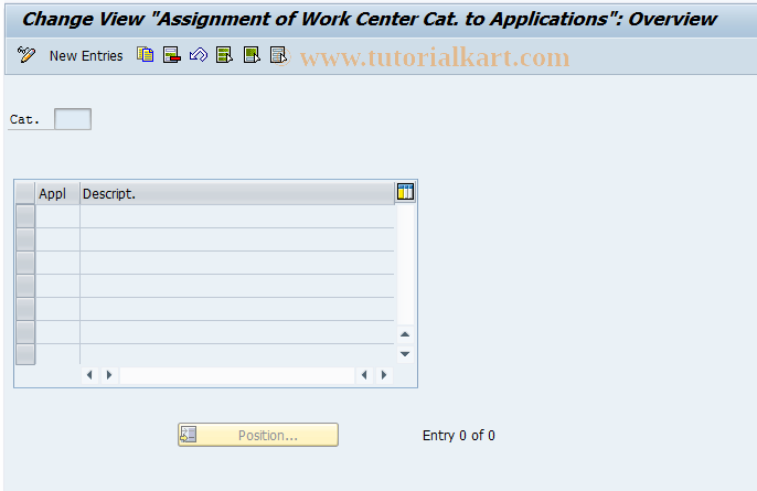 SAP TCode OP95 - Assign Work Center Category to Applicatn