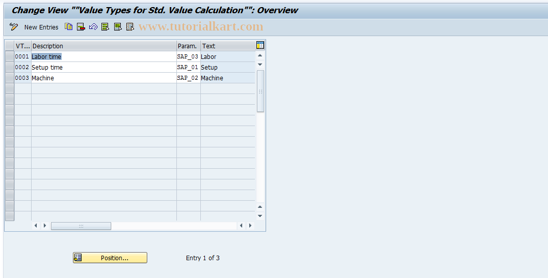 SAP TCode OPE1 - Maintain Value Type