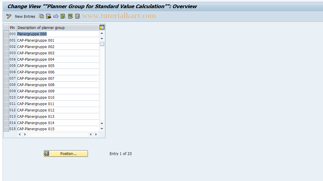 SAP TCode OPE3 - Maintain Planner Group