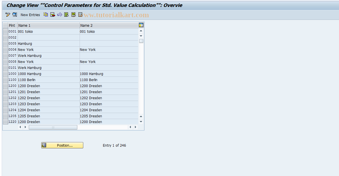 SAP TCode OPE4 - Maintain Control Parameters