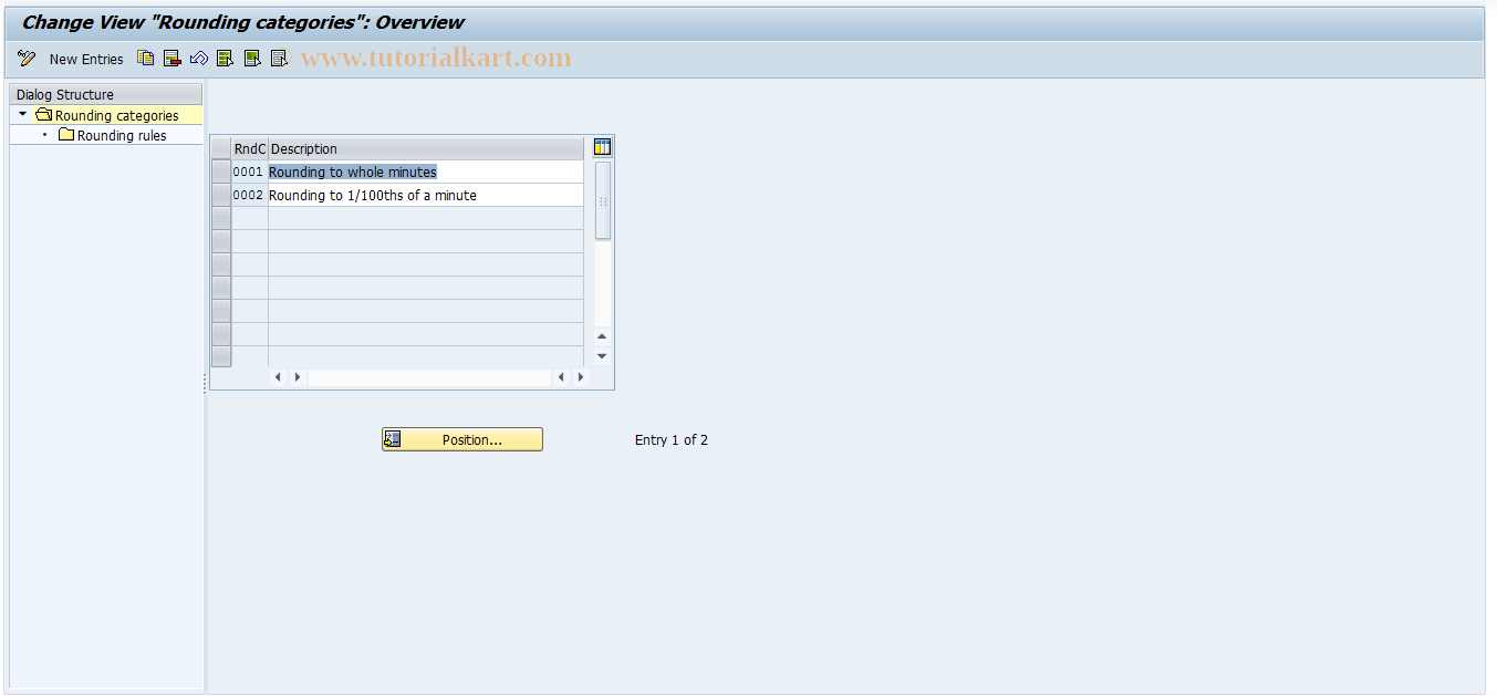SAP TCode OPE5 - Maintain rounding categories