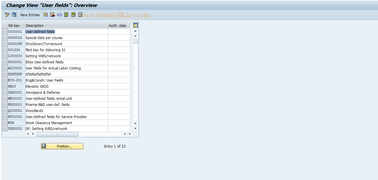 SAP TCode OPEC - PP user fields