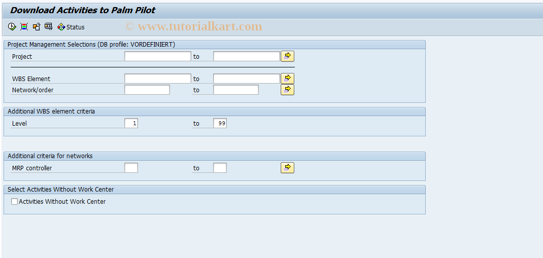 SAP TCode OPENPS - Download Activities to Palm Pilot