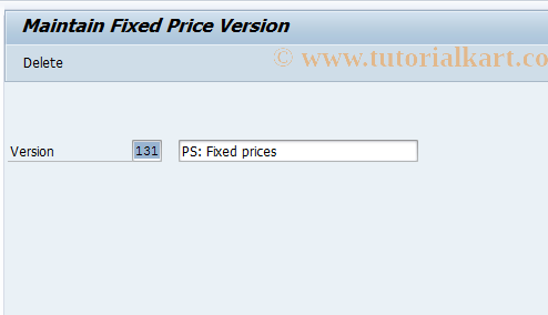 SAP TCode OPFP - Configuring the Fixed Price Version