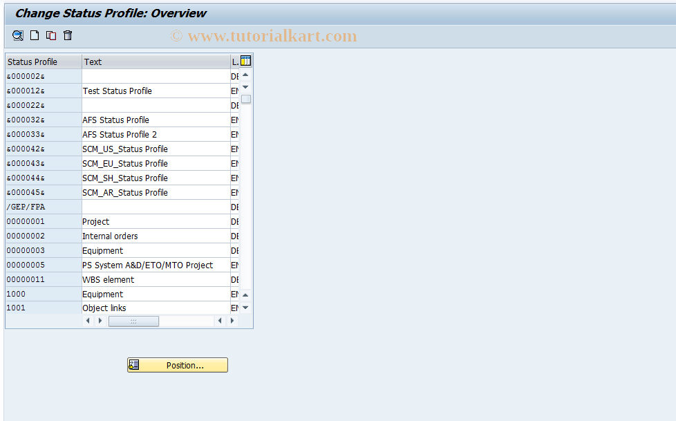 SAP TCode OPJ6 - Maintain Status Profiles