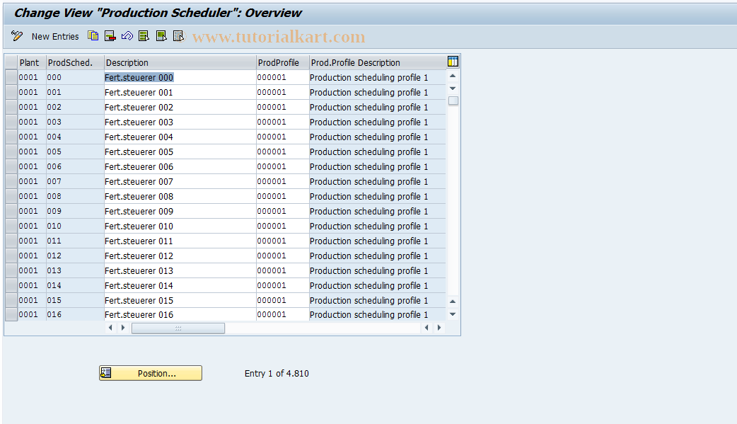 SAP TCode OPJ9 - Maintain prod. scheduler group