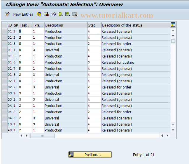 SAP TCode OPJF - Automatic Selection