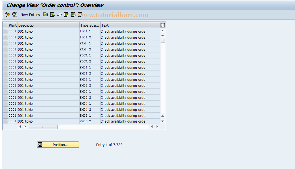 SAP TCode OPJK - Maintain Control