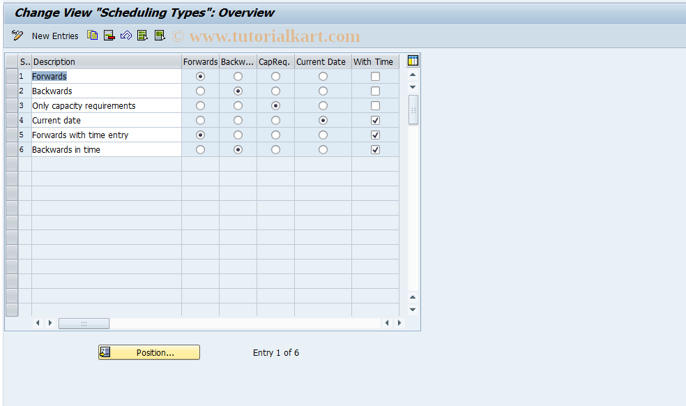 SAP TCode OPJN - Maintain Scheduling Type