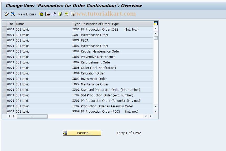 SAP TCode OPK4N - Confirmation Parameters (Extended)